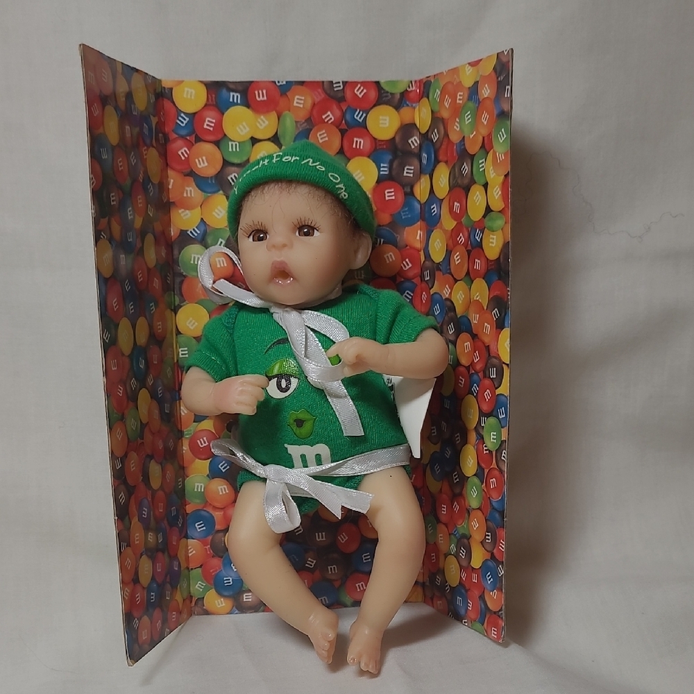 Ashton Drake Green M&M Themed 6" Baby Doll